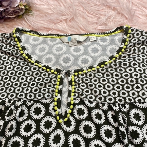 Boden Tessa Geometric Green 3/4 Sleeve Jersey Top sz 4 - Picture 5 of 11